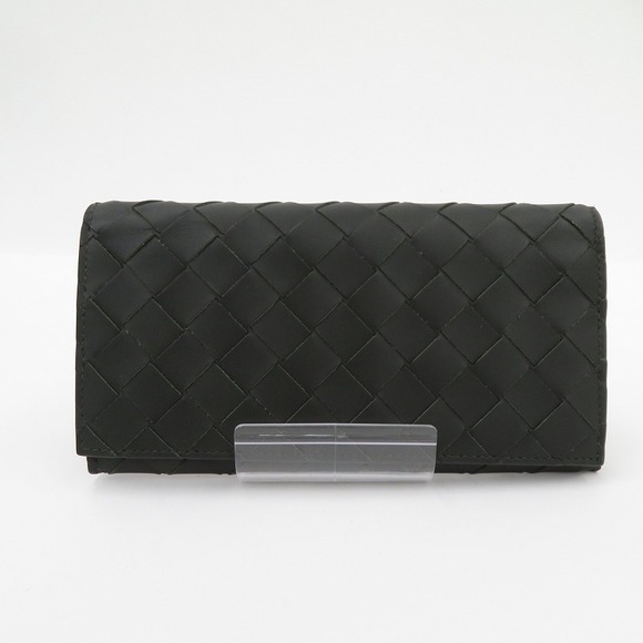 Bottega Veneta Intrecciato Flap Long Black Wallet